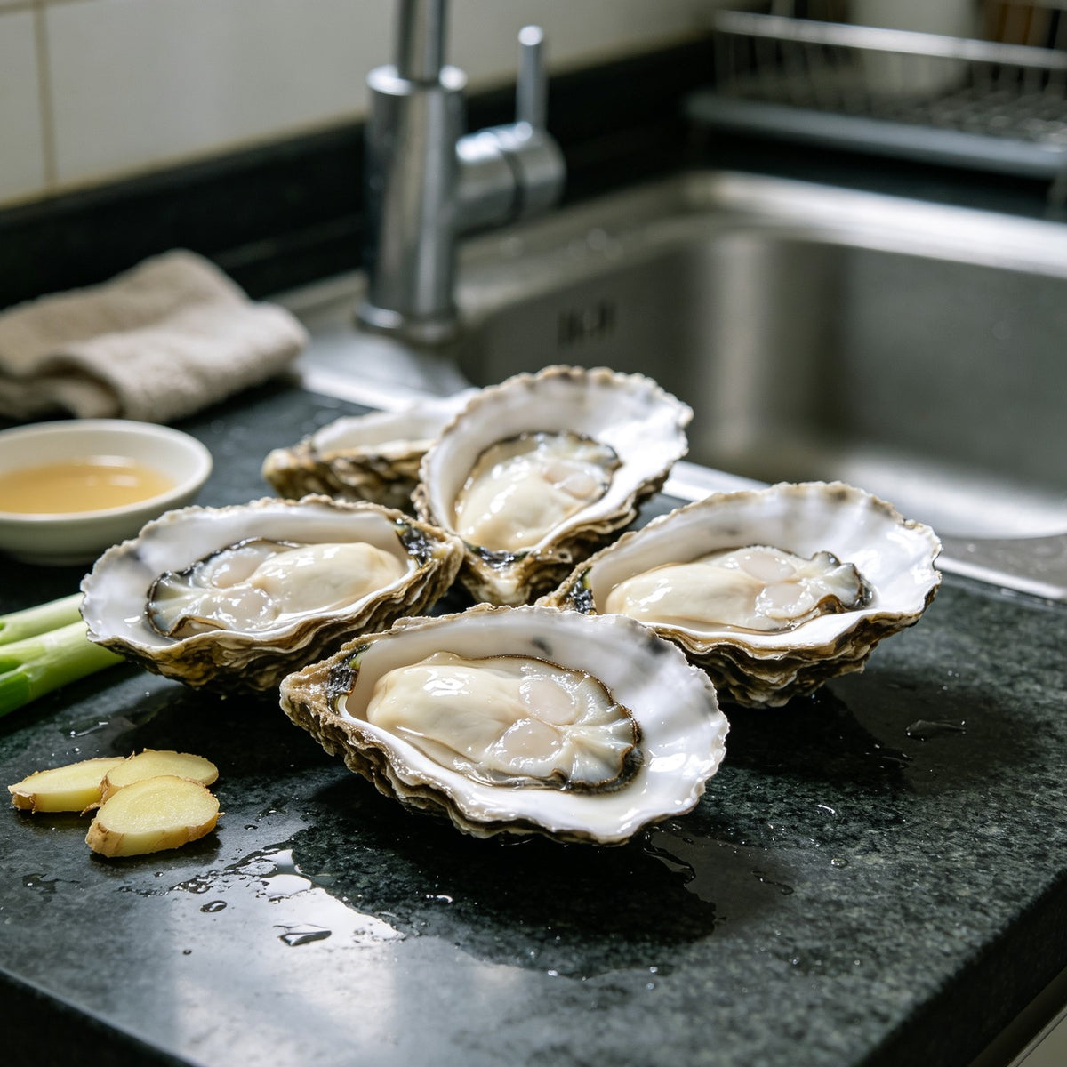 Fresh Raw Oysters on Half Shell